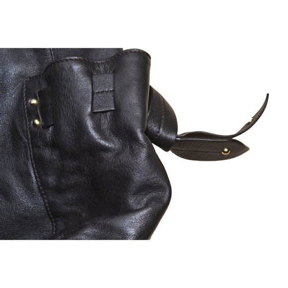 DKNY Large Black/Brown Leather Tote Bag W/Side Pockets/Adjustable Straps- LT3099 - Picture 2 of 12